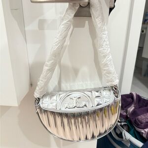 Tory Burch Silver Embossed Shoulder Bag